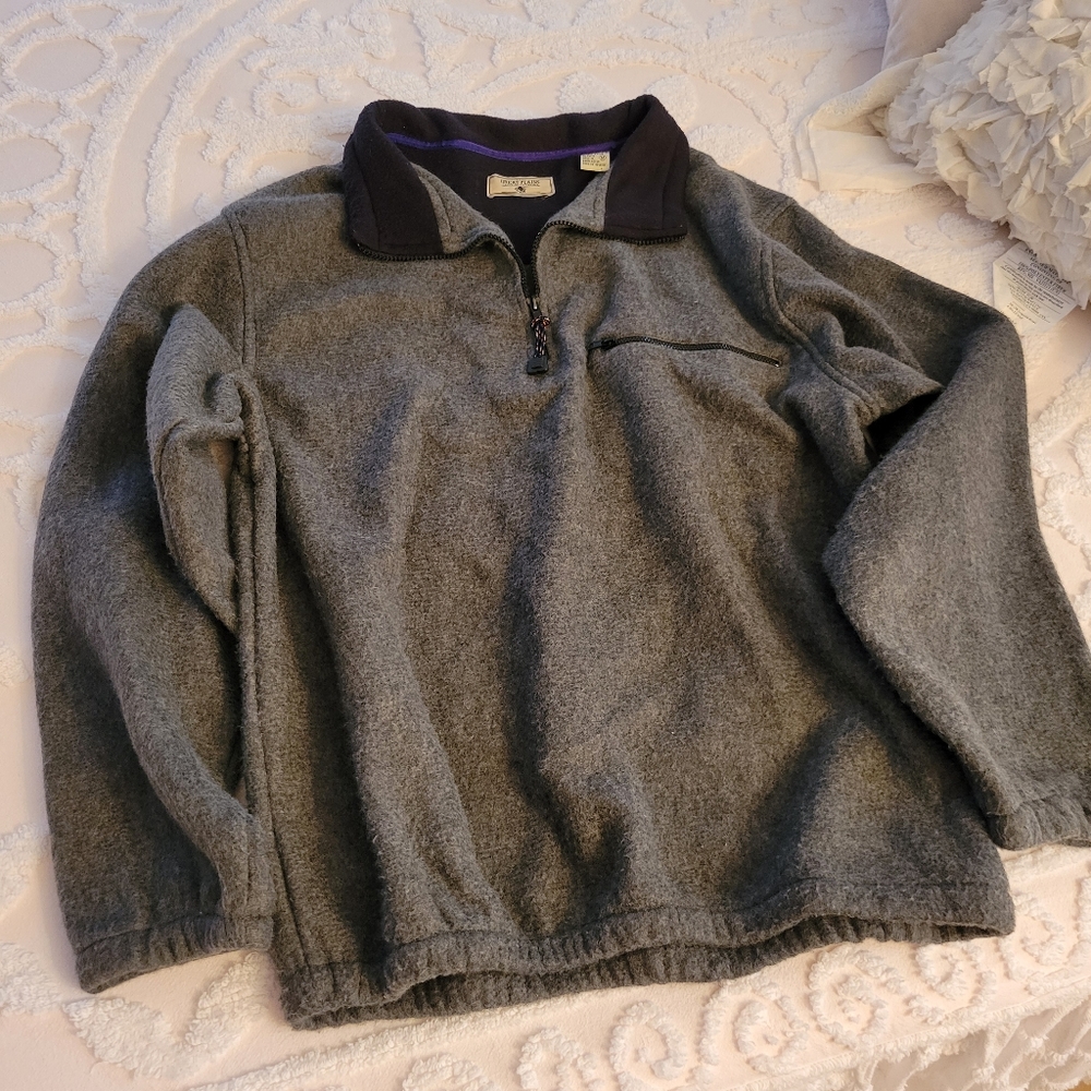 Warm Wool Like Pullover Sweater 1/4 Zip Rayon Polyester